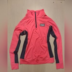 Victoria's Secret Pink pullover jacket Pink with Gray trim 1/2 zipper